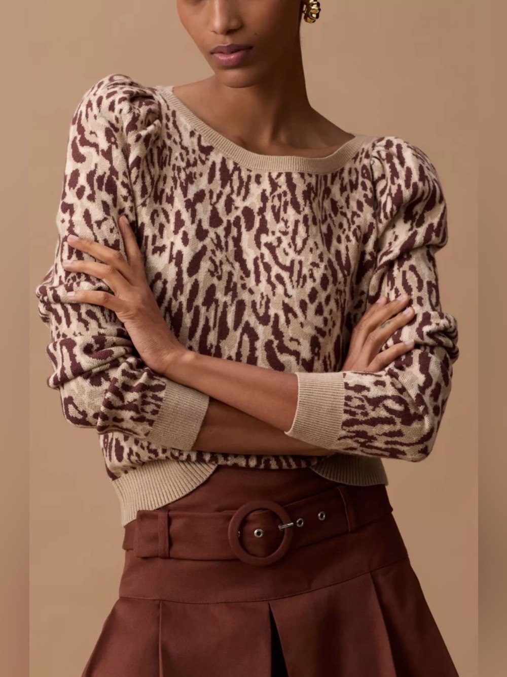 Maeve by Anthropologie Puff-Sleeve Pullover Sweater size Large